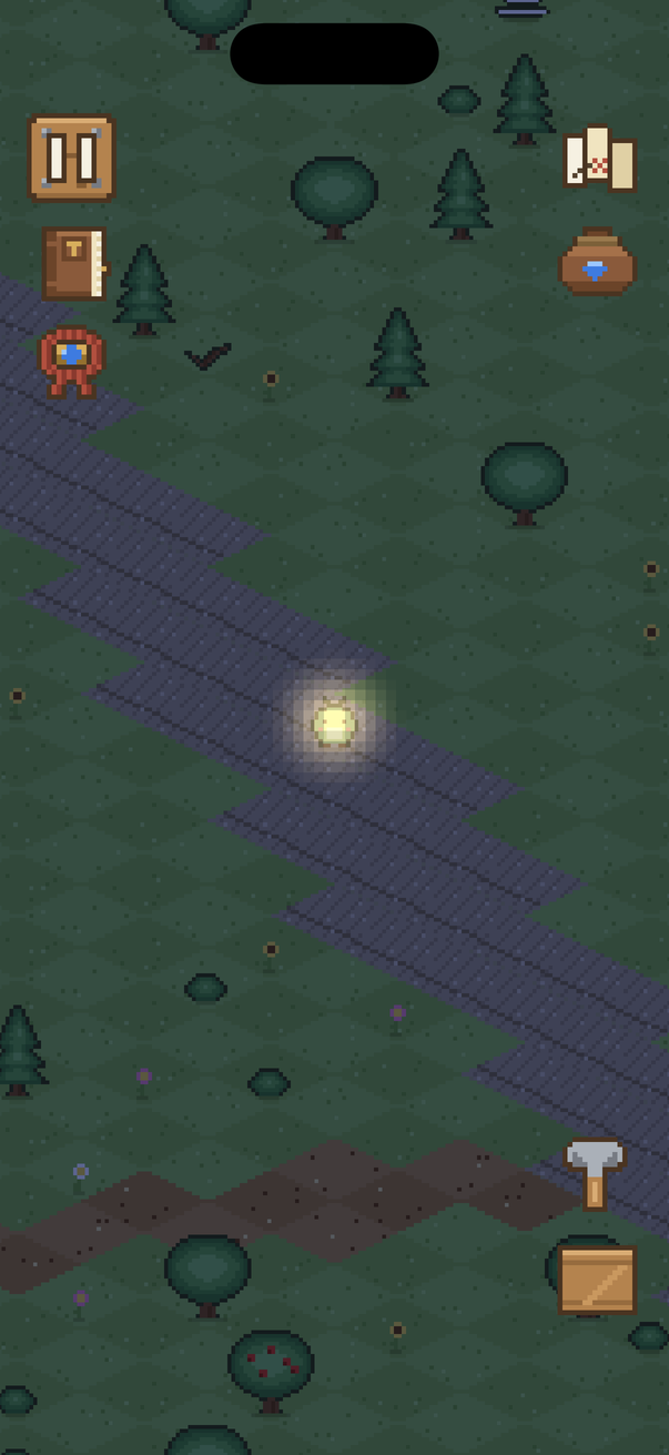 A lantern glowing on a dark forest path